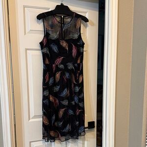 Calvin Klein Elegant Embroidered Feather Dress - Multicolor
